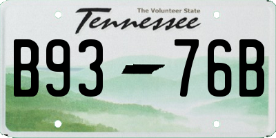 TN license plate B9376B