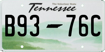 TN license plate B9376C
