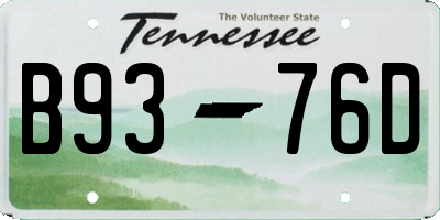 TN license plate B9376D