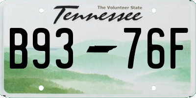 TN license plate B9376F