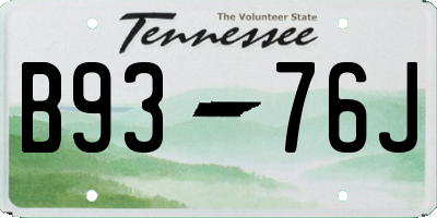 TN license plate B9376J