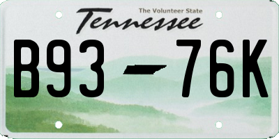 TN license plate B9376K