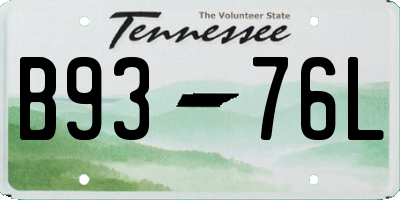 TN license plate B9376L