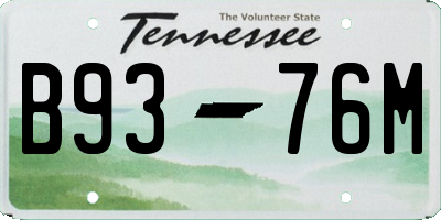 TN license plate B9376M