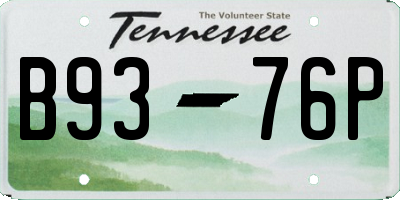 TN license plate B9376P