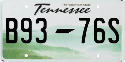 TN license plate B9376S