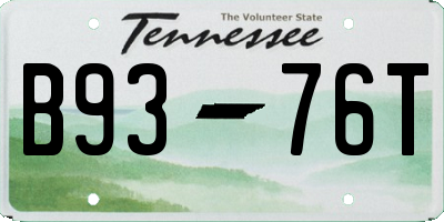 TN license plate B9376T