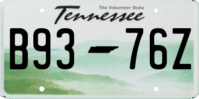 TN license plate B9376Z