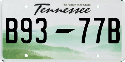 TN license plate B9377B