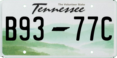 TN license plate B9377C