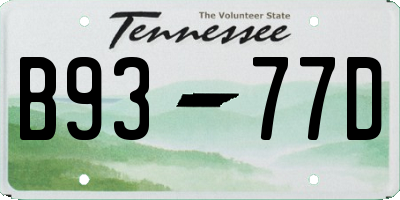 TN license plate B9377D