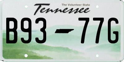 TN license plate B9377G