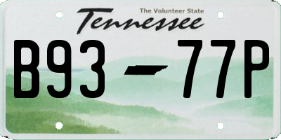 TN license plate B9377P