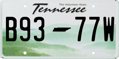 TN license plate B9377W