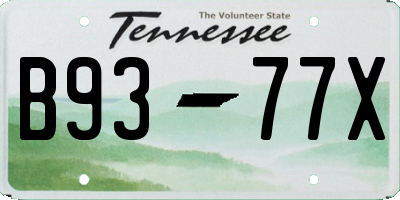 TN license plate B9377X