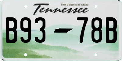 TN license plate B9378B