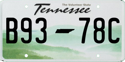 TN license plate B9378C