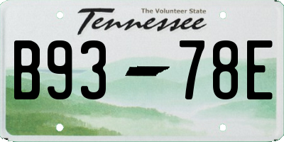 TN license plate B9378E