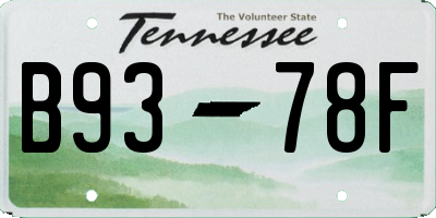TN license plate B9378F