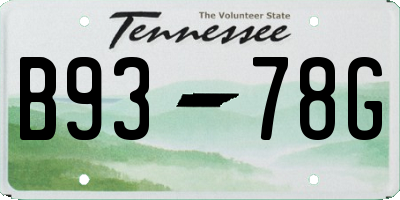 TN license plate B9378G