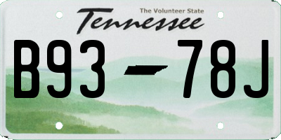 TN license plate B9378J