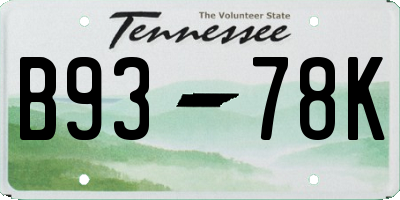 TN license plate B9378K