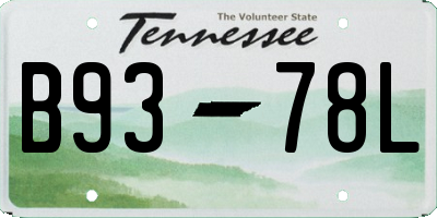 TN license plate B9378L
