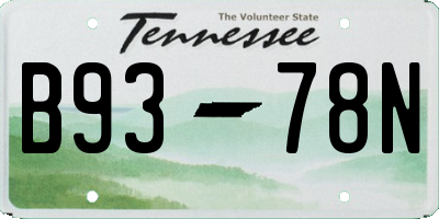 TN license plate B9378N