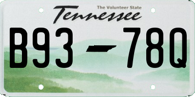 TN license plate B9378Q