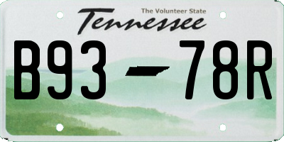 TN license plate B9378R