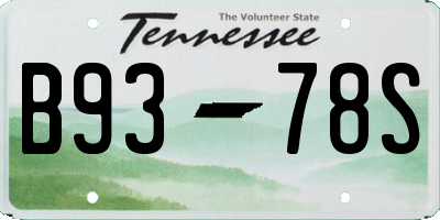 TN license plate B9378S