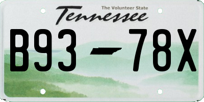 TN license plate B9378X