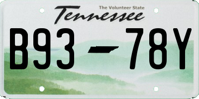 TN license plate B9378Y