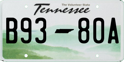 TN license plate B9380A