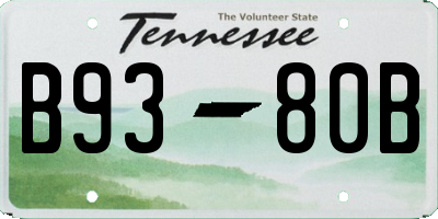 TN license plate B9380B