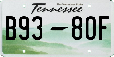 TN license plate B9380F