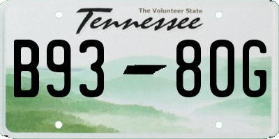 TN license plate B9380G