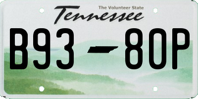 TN license plate B9380P