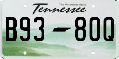 TN license plate B9380Q
