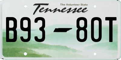 TN license plate B9380T