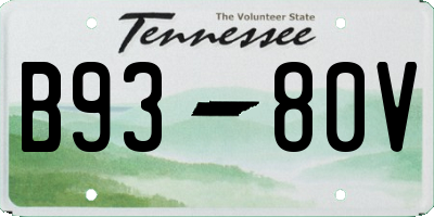 TN license plate B9380V