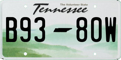 TN license plate B9380W