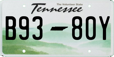 TN license plate B9380Y