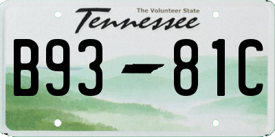 TN license plate B9381C
