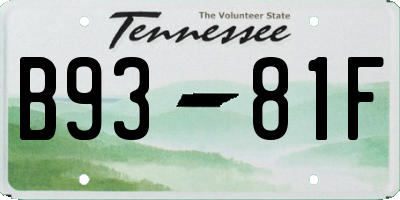 TN license plate B9381F