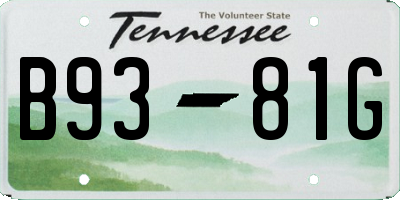 TN license plate B9381G