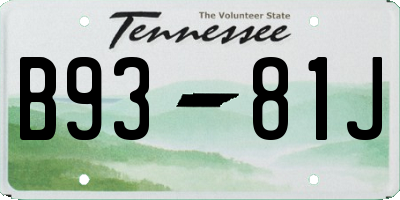 TN license plate B9381J