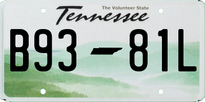 TN license plate B9381L