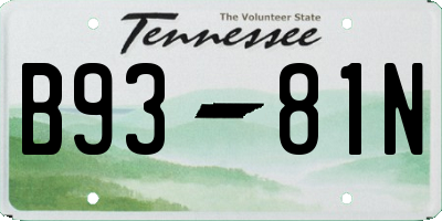 TN license plate B9381N
