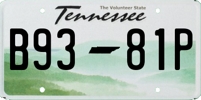TN license plate B9381P
